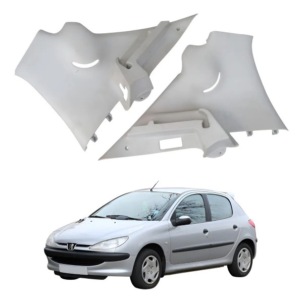 Par Suporte Tampão Porta Mala Direito Peugeot 206 2001 2008 Cinza