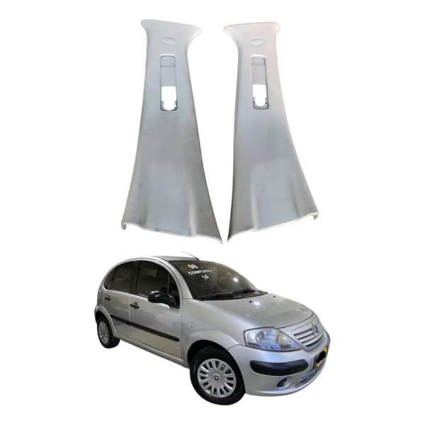 Par Acabamento Coluna Lateral Citroen C3 2008 2012 Original