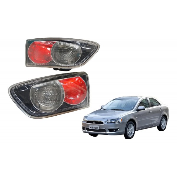 Par Lanternas Tampa Traseira Lancer 2010/2018 Ambos Lados Bicolor