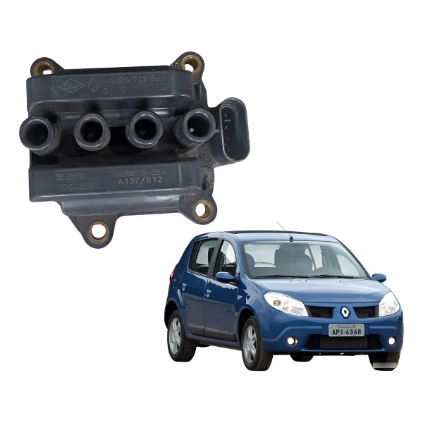 Bobina Ignição Sandero 1.0 16v Flex 2007 2008 2009 2010 2011