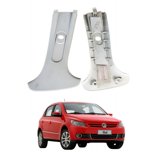 Par De Acabamentos Coluna Central Volkswagen Gol G5 G6 Cinza